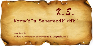 Korsós Seherezádé névjegykártya